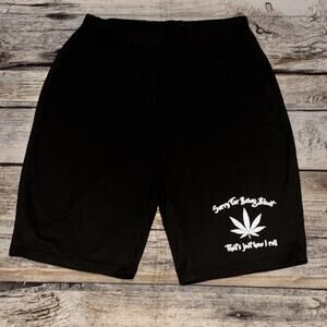 Womens Sorry for being Blunt Poly Stretch Black Shorts Size Medium 8" Inseam